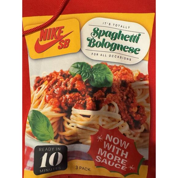 Nike SB Hoodie Food Pack Spaghetti Bolognese Red Men’s Medium Sweatshirt Rare - Picture 1 of 5